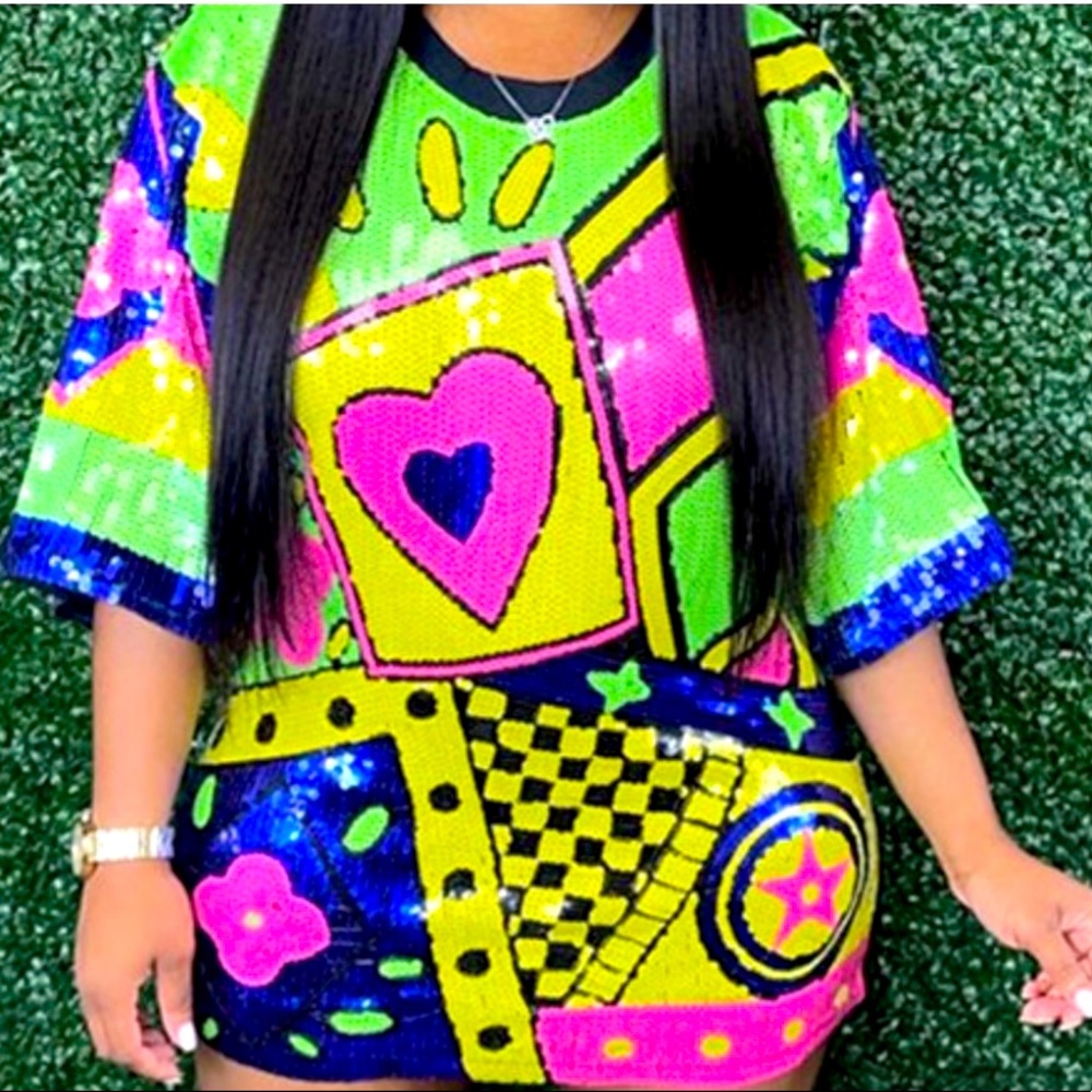 Sequined shirt dress